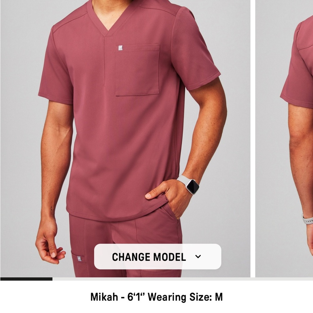 Men's V-Neck Scrub Top - Maroon
